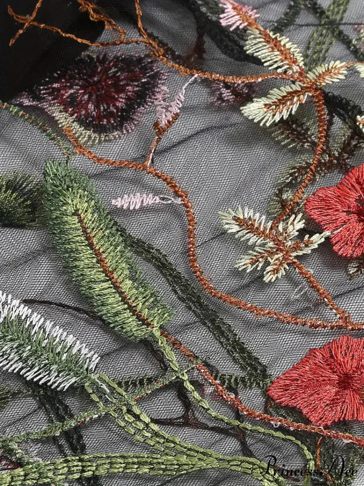 Mesh Floral Embroidery A Line Party Dress for Summer - Image 9