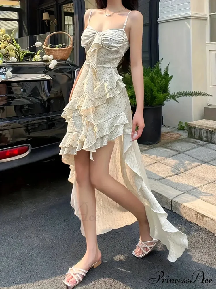 Ruffles Spaghetti Strap Backless Maxi Dress for Summer - Image 2