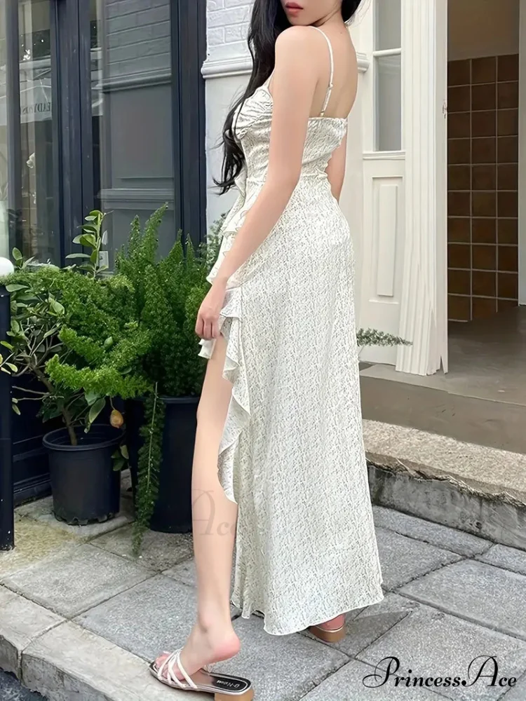Ruffles Spaghetti Strap Backless Maxi Dress for Summer - Image 3