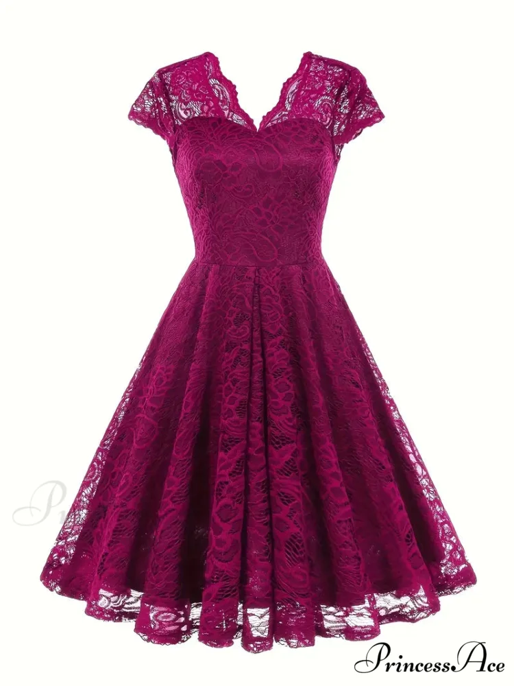 Black V Neck Cap Sleeve A Line Dress for Parties - Image 5