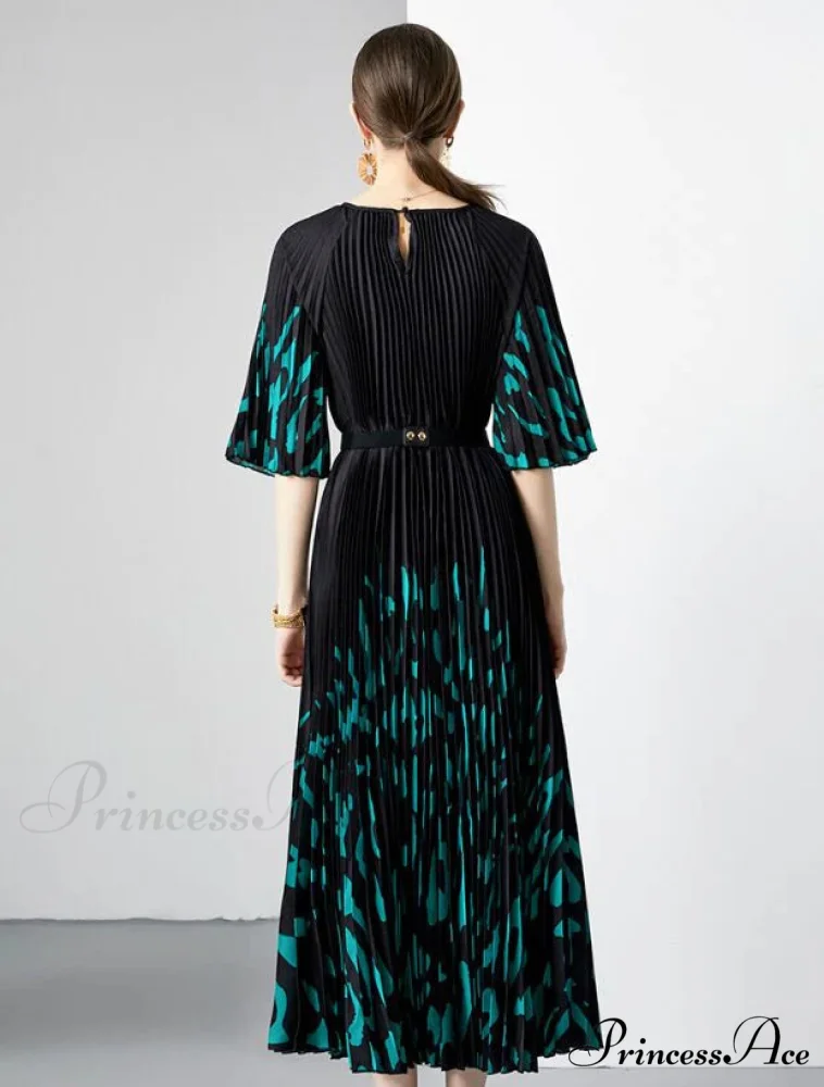 Leopard Print Pleated Loose Dress - Image 4