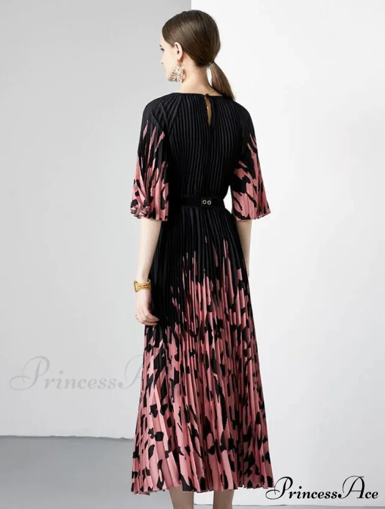 Leopard Print Pleated Loose Dress - Image 6