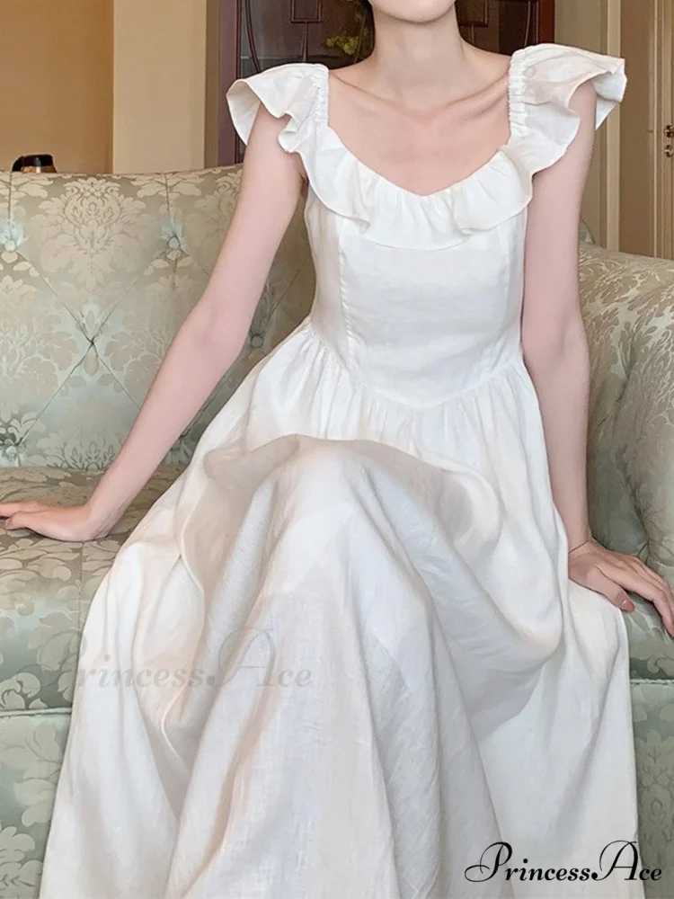 Elegant High Waist Hollow Long Dress with Retro Ruffle Backless - Image 3