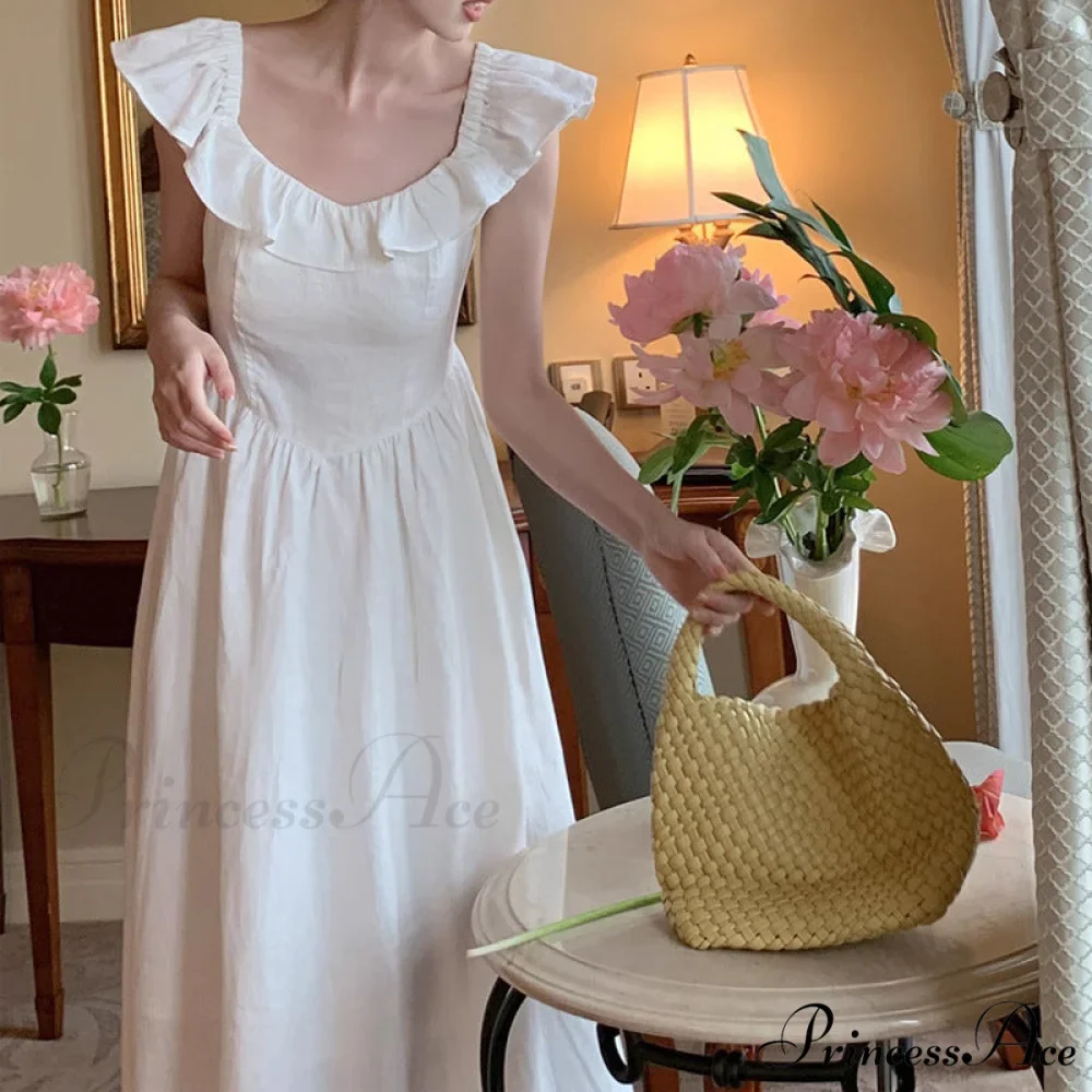 Elegant High Waist Hollow Long Dress with Retro Ruffle Backless - Image 4