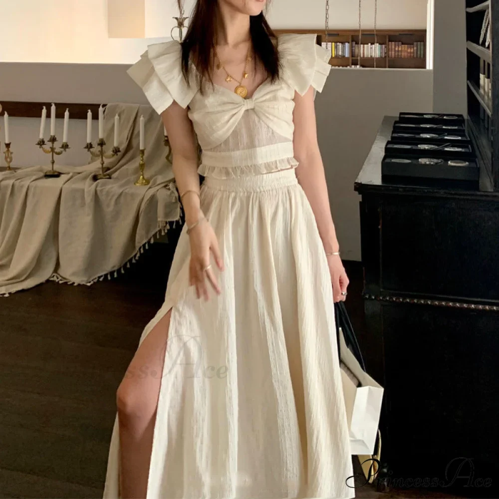 French Retro TwoPiece Dress with Bow - Image 2