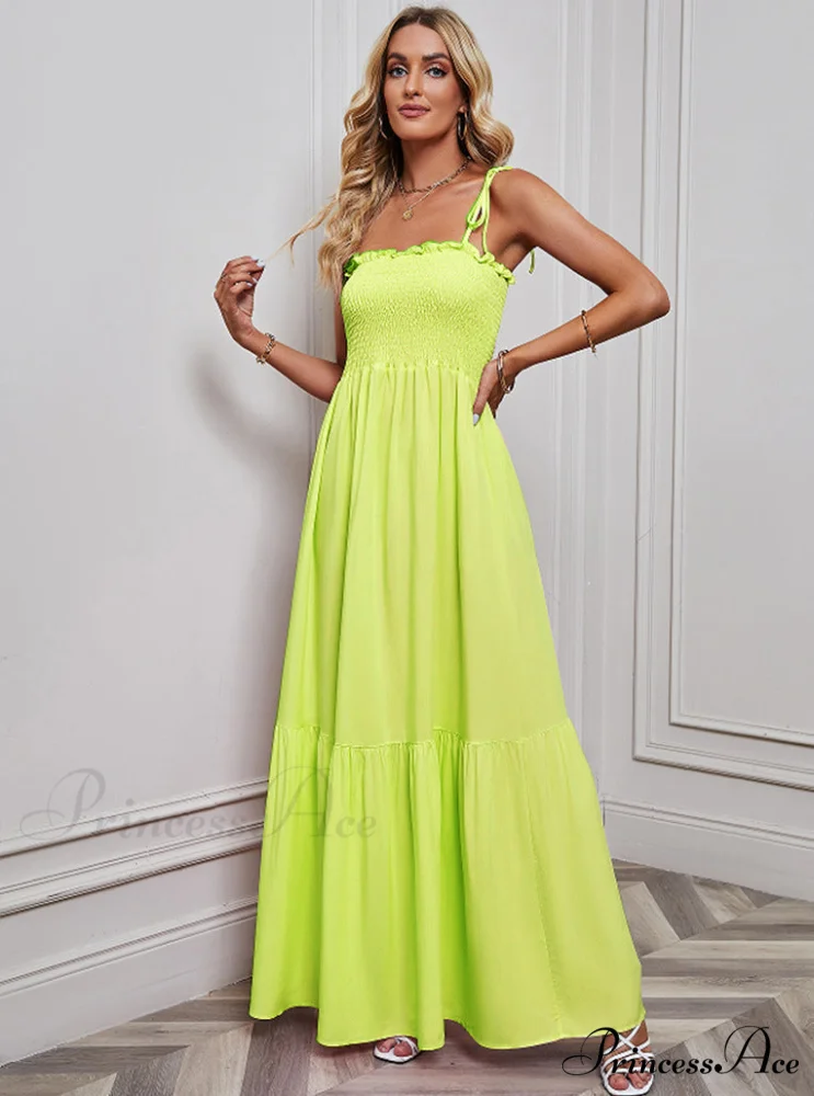 Black Maxi Dress with Tie Back and Ruffle Trim - Image 3