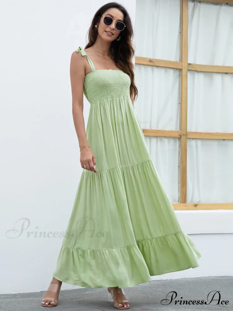Black Backless Ruffle Trim Dress with Tie - Image 3