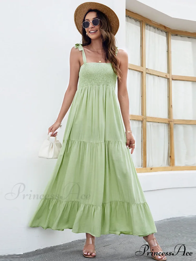 Black Backless Ruffle Trim Dress with Tie - Image 5