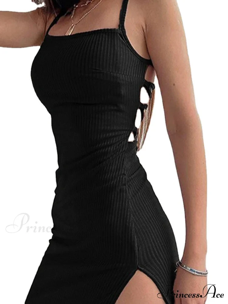Knit Split Thigh Dress in Green - Image 4