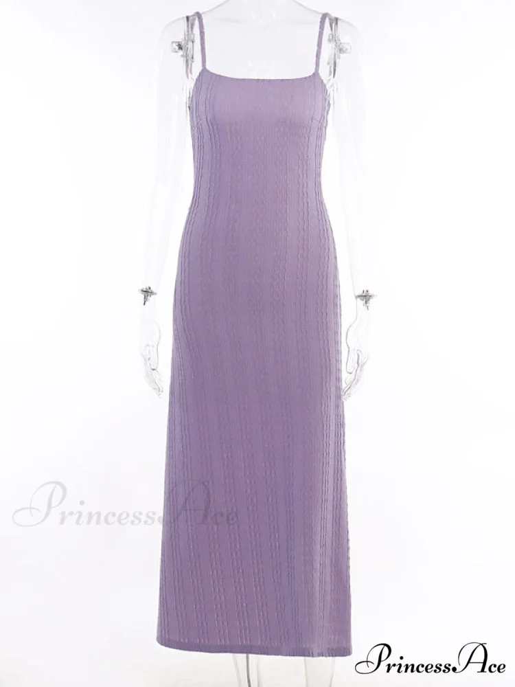 Lilac Midi Cami Dress with Backless Design - Image 2