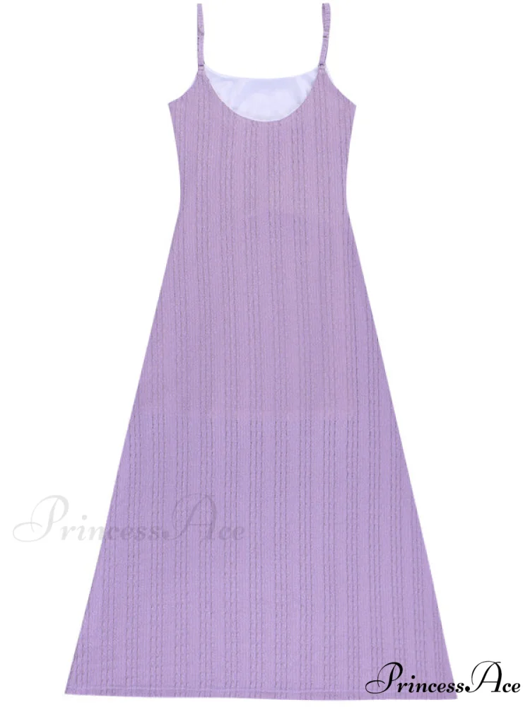 Lilac Midi Cami Dress with Backless Design - Image 4