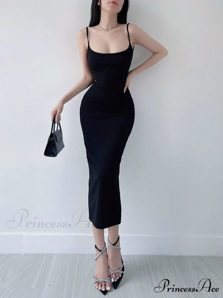 Khaki Midi Bodycon Dress with Spaghetti Straps and Ruched Detail - Image 5