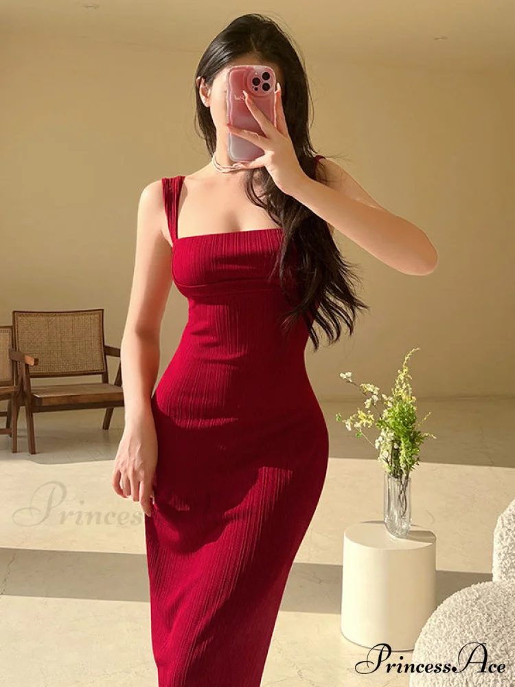 Red Long Bodycon Dress - Image 2