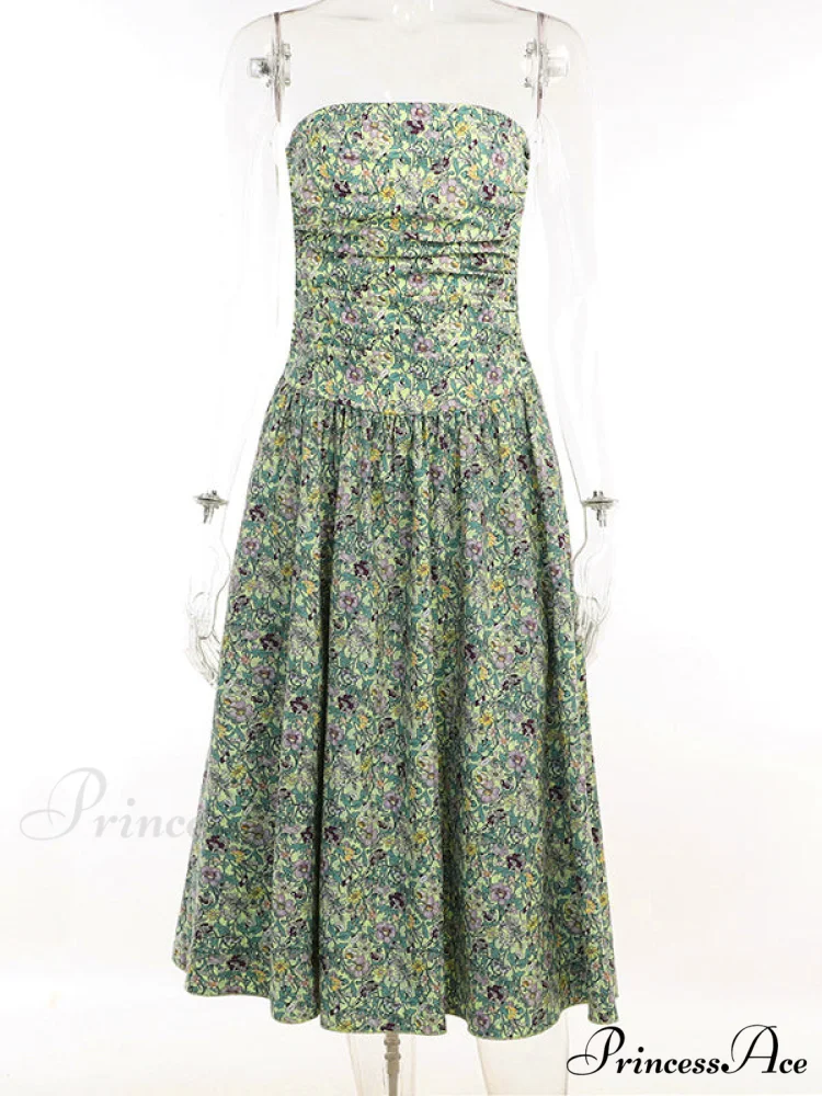 Strapless High Low Dress with Floral Print - Image 3