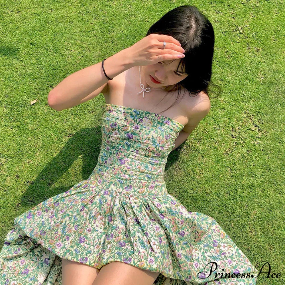 Strapless High Low Dress with Floral Print - Image 5