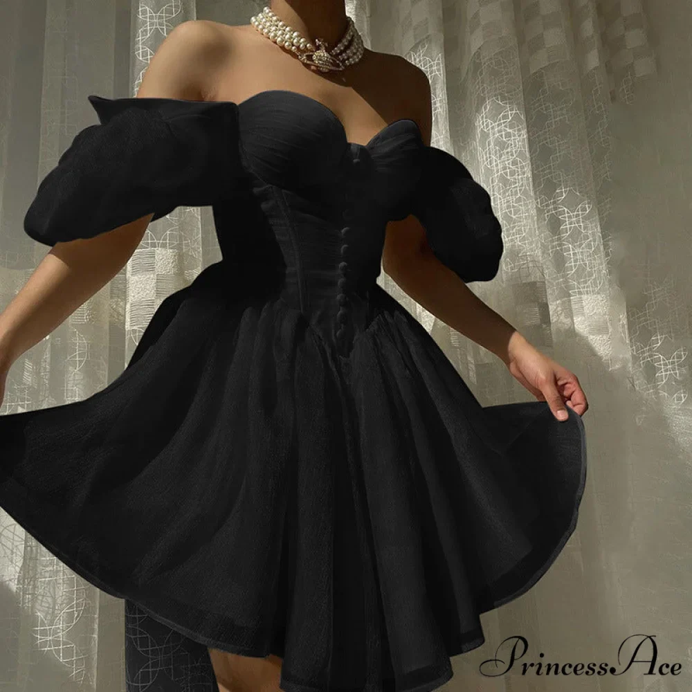 White Summer Dress with Puff Sleeves - Image 4