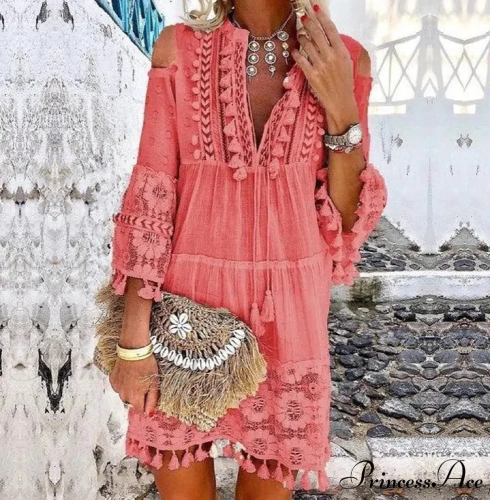 Beach Mini Dress with 3/4 Sleeves - Image 6