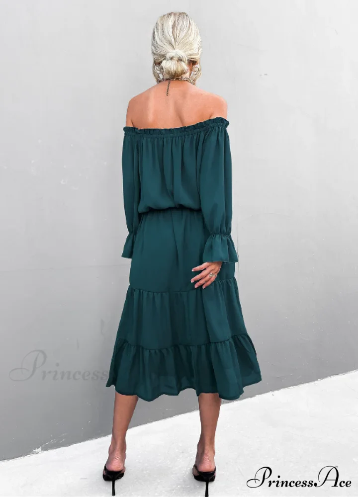 Elegant Lace-Up One-Shoulder Long Dress - Image 11