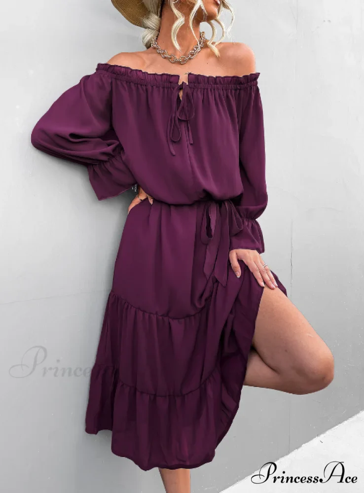 Elegant Lace-Up One-Shoulder Long Dress - Image 4