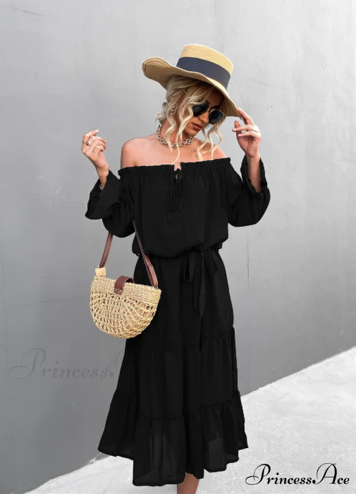 Elegant Lace-Up One-Shoulder Long Dress - Image 5