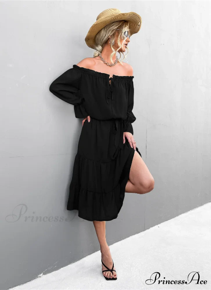 Elegant Lace-Up One-Shoulder Long Dress - Image 6
