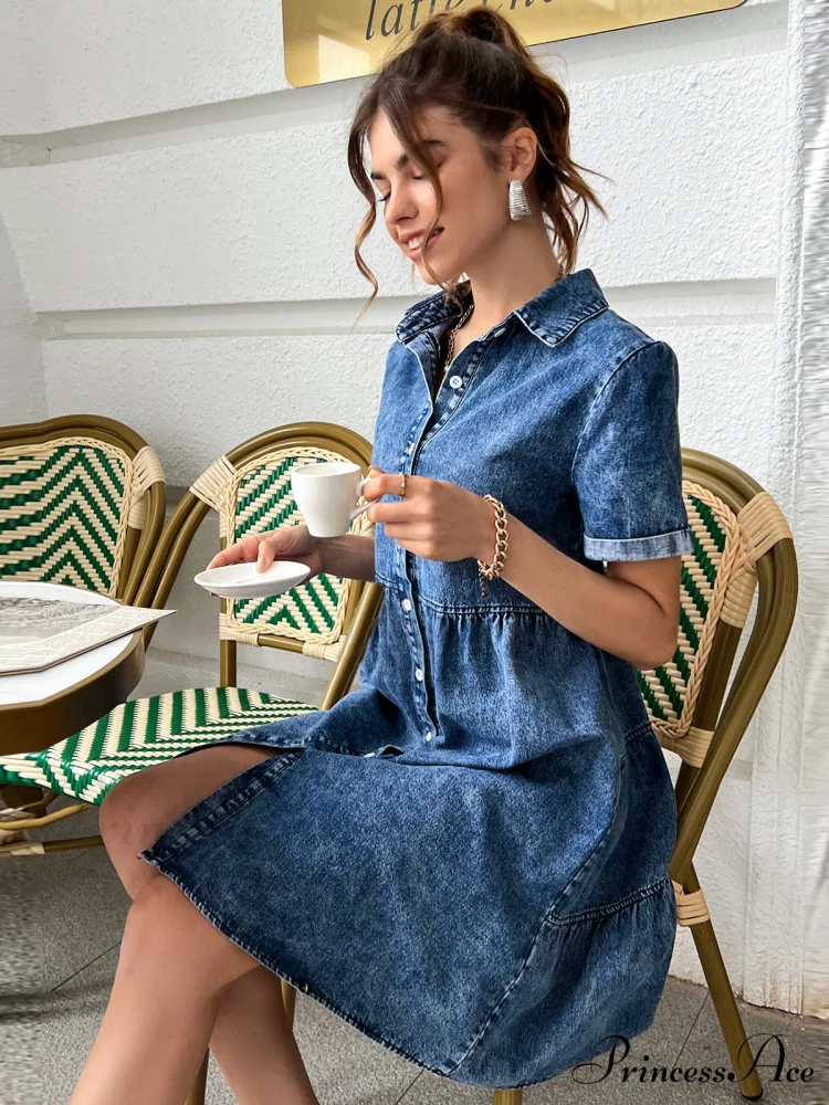Timeless Allure Denim Shirt Dress - Image 2