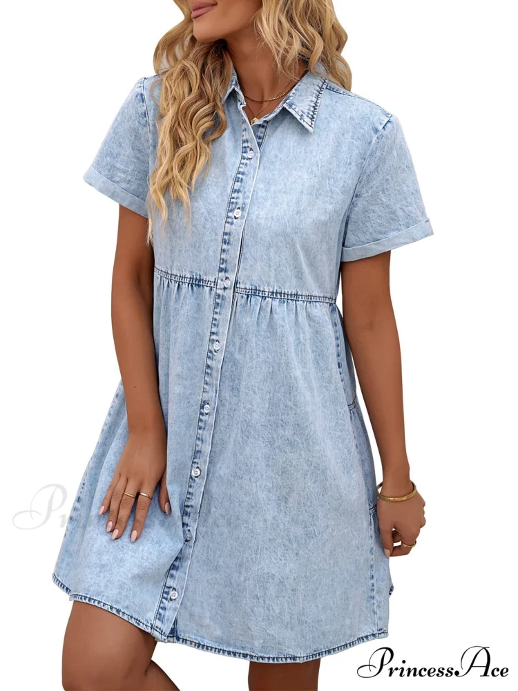 Timeless Allure Denim Shirt Dress - Image 3