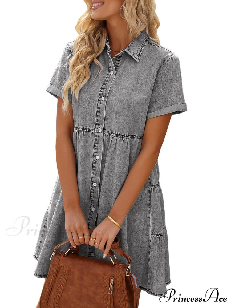 Timeless Allure Denim Shirt Dress - Image 4
