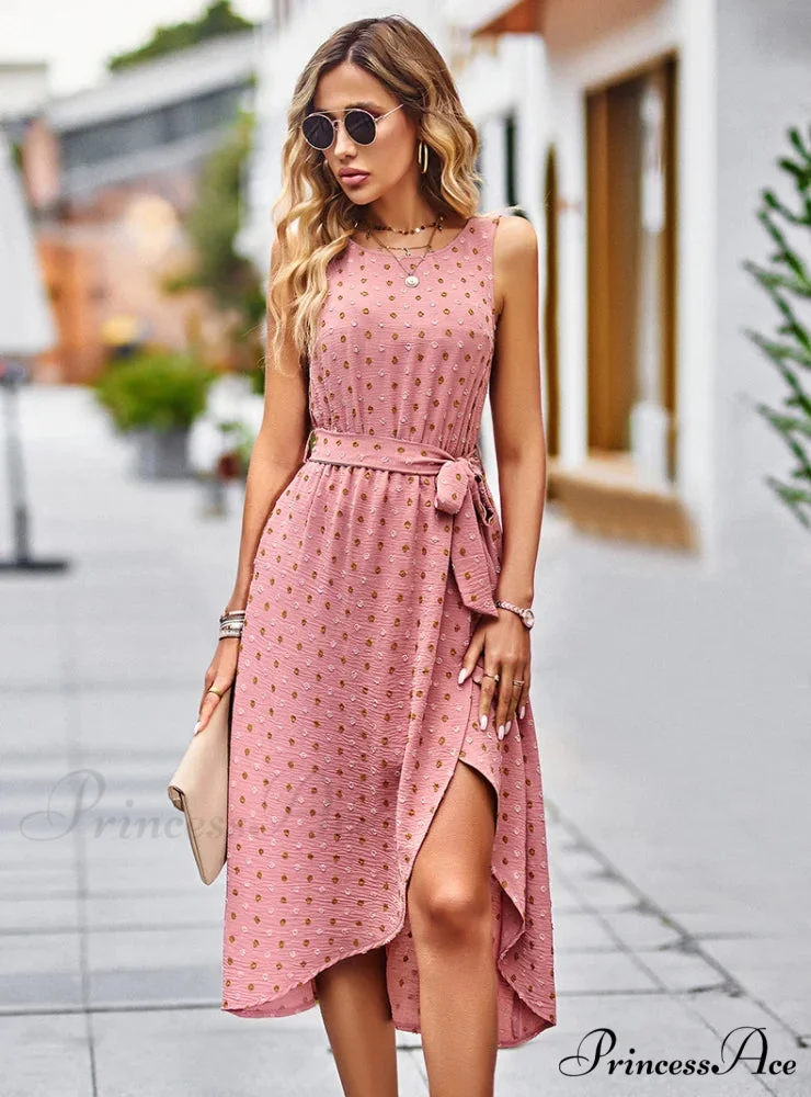 Sleeveless Vest Long Dress with Jacquard Pattern - Image 2