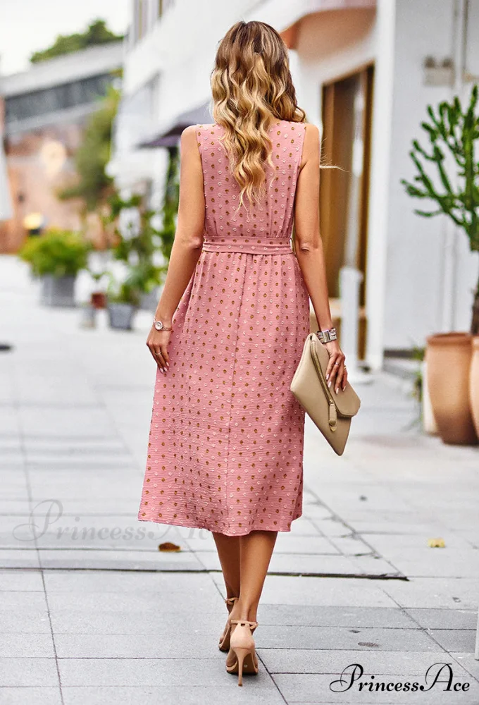 Sleeveless Vest Long Dress with Jacquard Pattern - Image 3