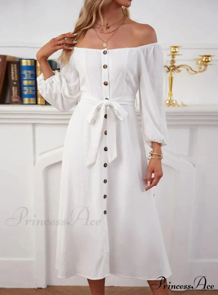 Long-Sleeved Double-Breasted Dress with Slit - Image 2