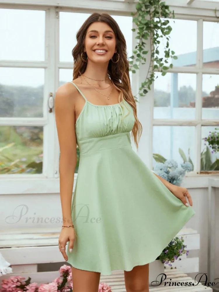GREEN SWING DRESS WITH STRAP - Image 2