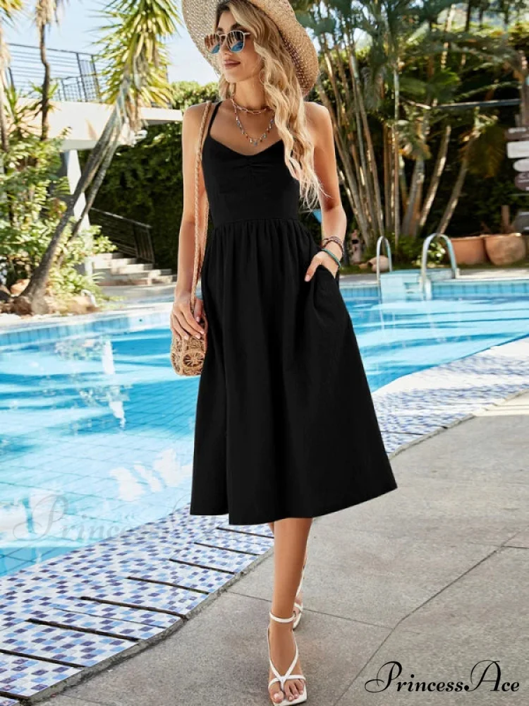 Backless Straps Pocket Dress - Image 8