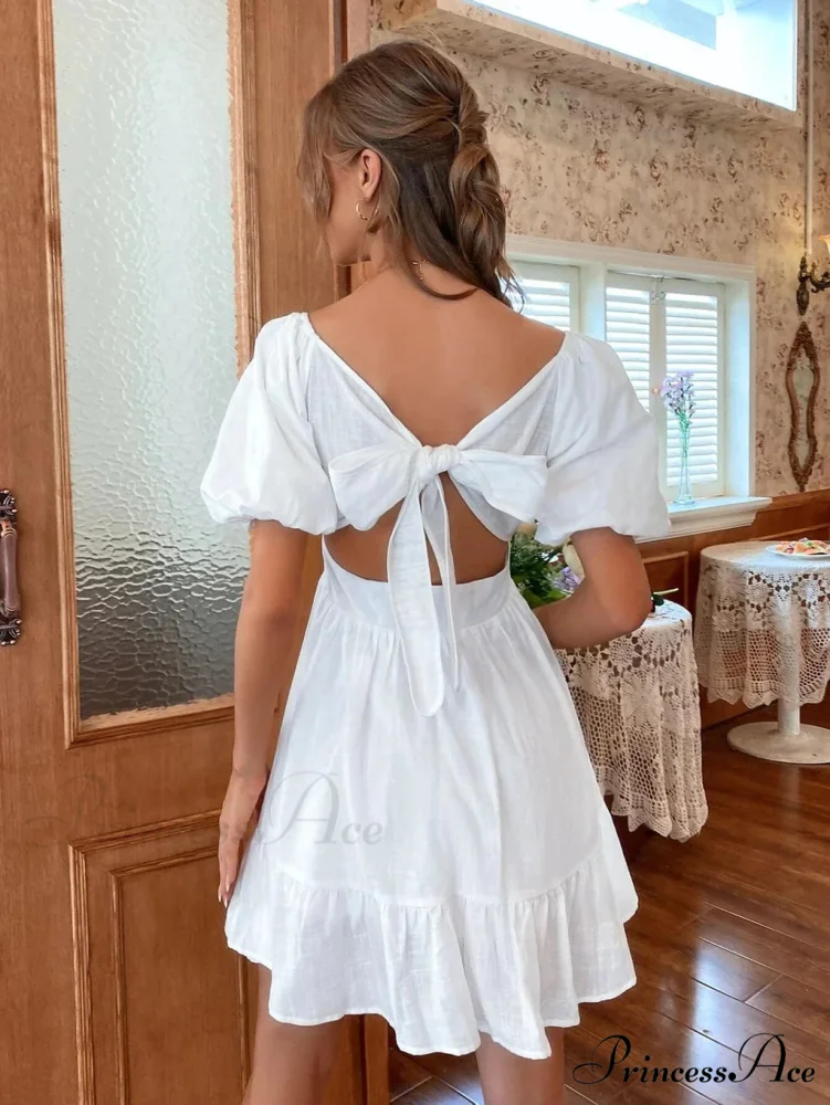 BOW BACKPACK SQUARE NECK DRESS - Image 4