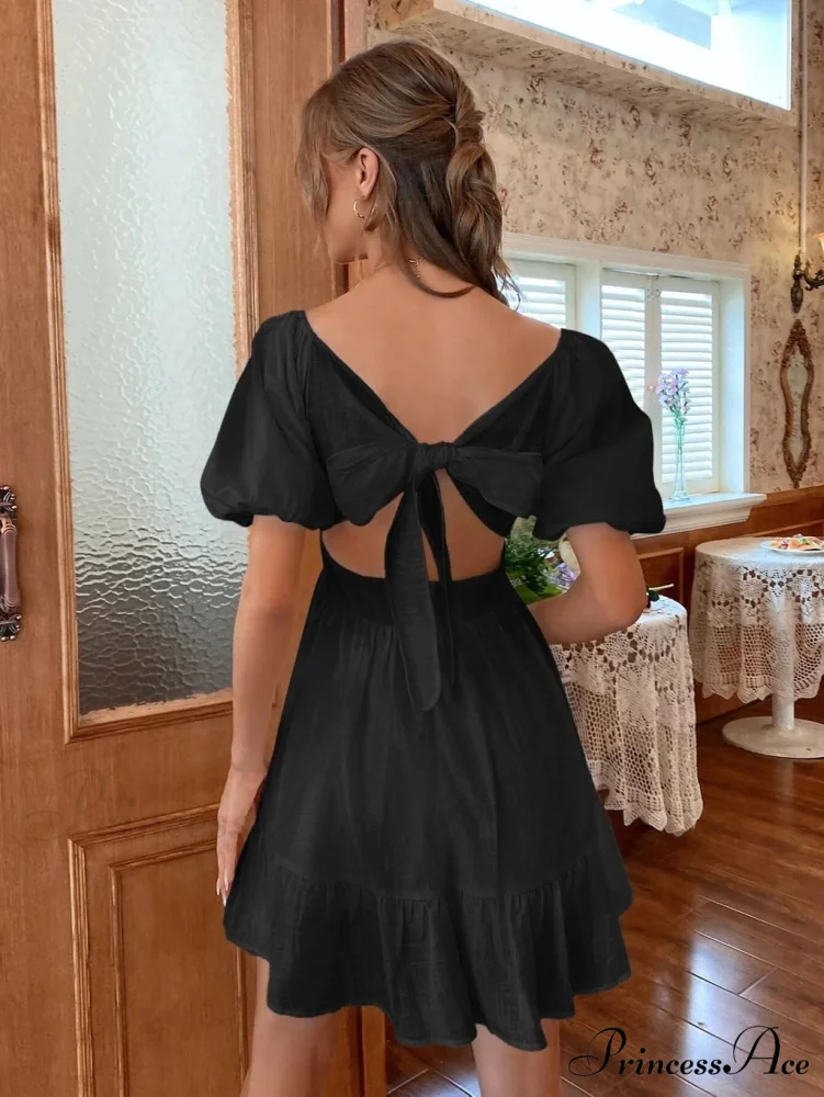 BOW BACKPACK SQUARE NECK DRESS - Image 5