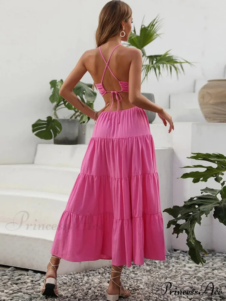 OPEN-BACK HALTER DRESS WITH LACE-UP DETAIL - Image 3