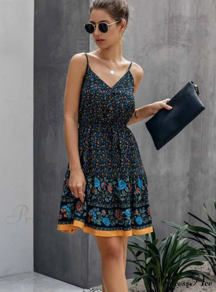 Lossky Summer Women's Cotton Mini Sundress with Button Detail - Image 3