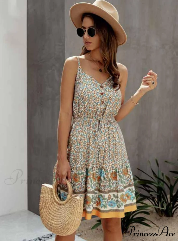 Lossky Summer Women's Cotton Mini Sundress with Button Detail - Image 4