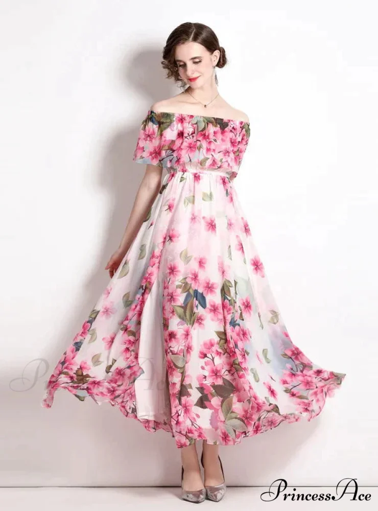 Beach Split Chiffon Dress with Lotus Leaf Design - Image 3