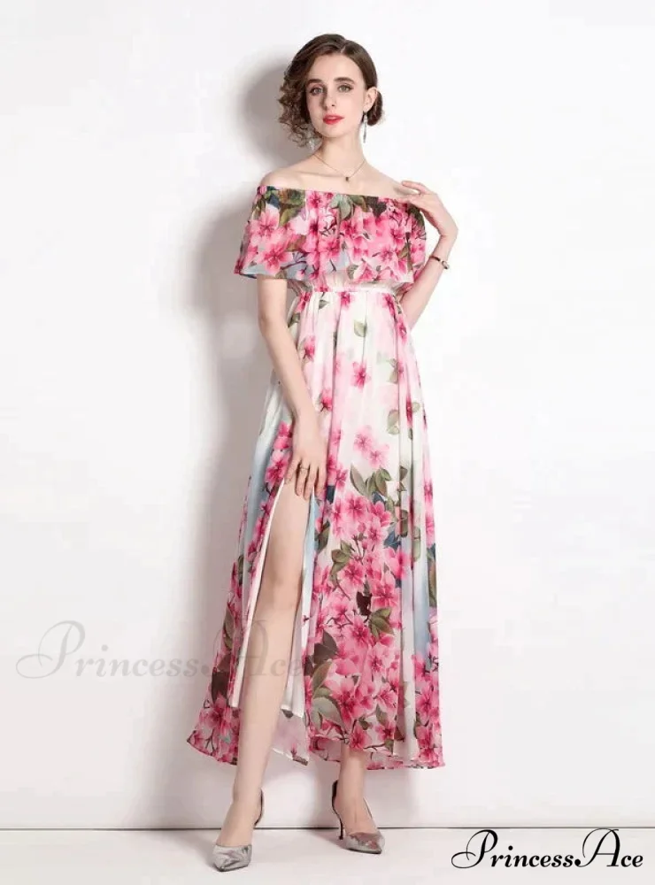 Beach Split Chiffon Dress with Lotus Leaf Design - Image 4