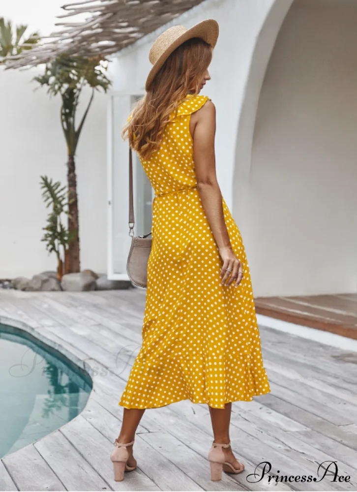 Spaghetti Strap Dress - Medium Long Dot Pattern - Image 4
