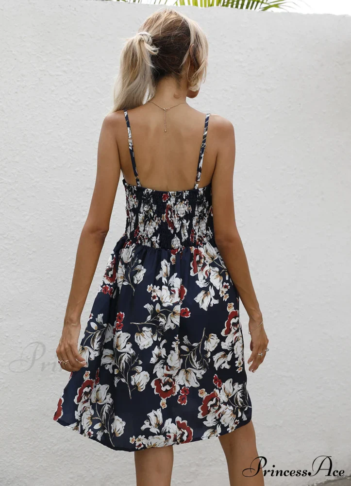 Sexy Suspenders V Neck Mini Skirt Casual Summer Floral Print Dress - Image 12