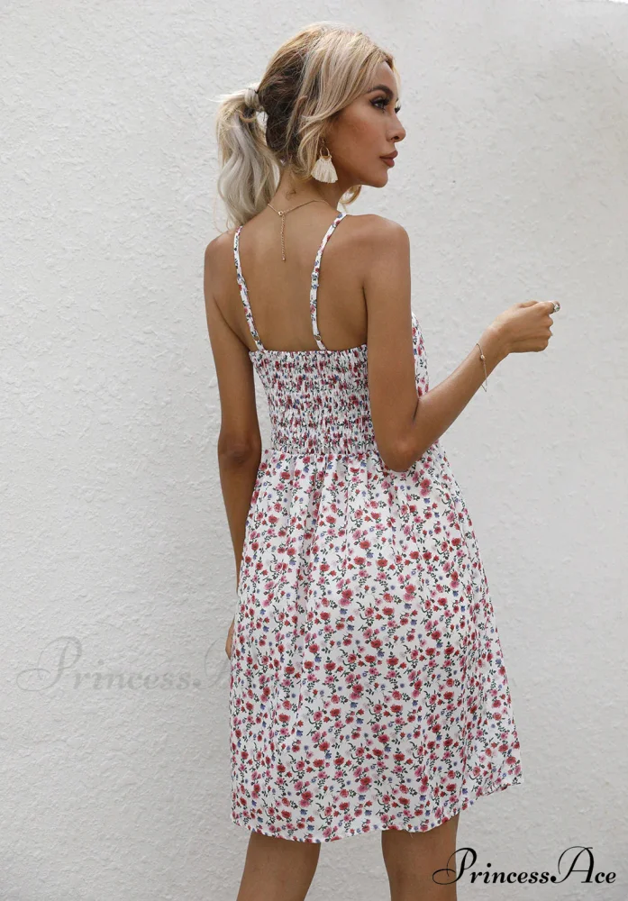 Sexy Suspenders V Neck Mini Skirt Casual Summer Floral Print Dress - Image 5