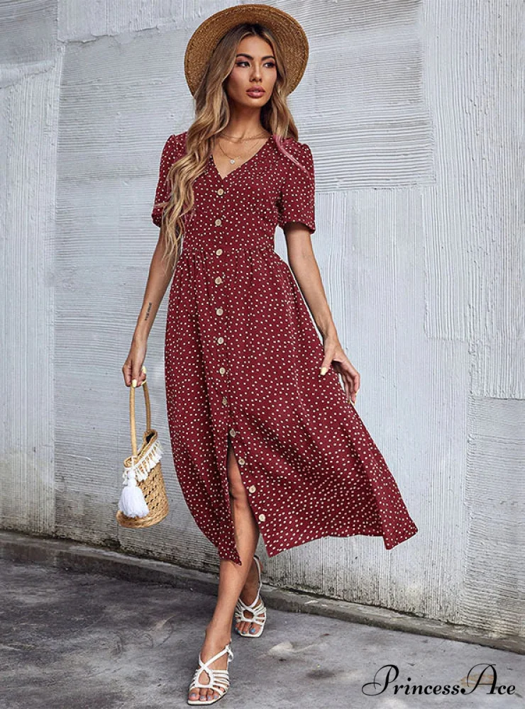 V-Neck Button Dress - Image 2