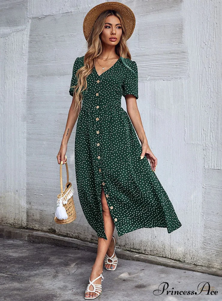 V-Neck Button Dress - Image 4