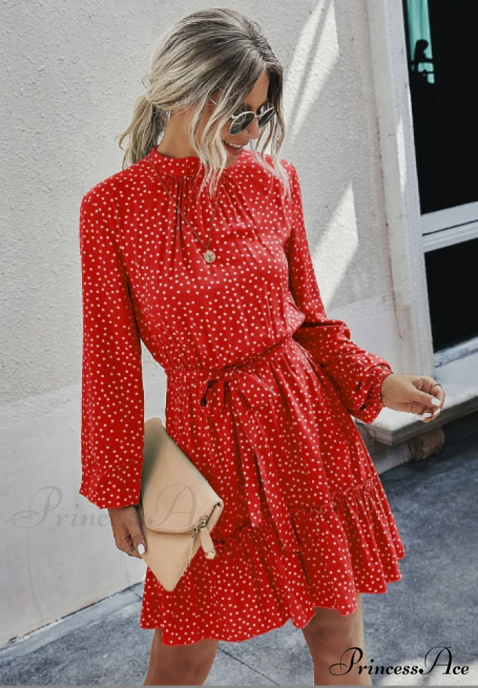 Ruffle Hem Shirt Dress with Pretty Print - Image 2