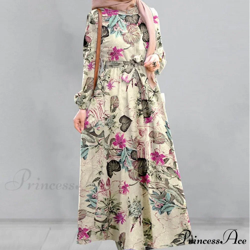 Sleeveless Floral Midi Dress with Drawstring - Image 2