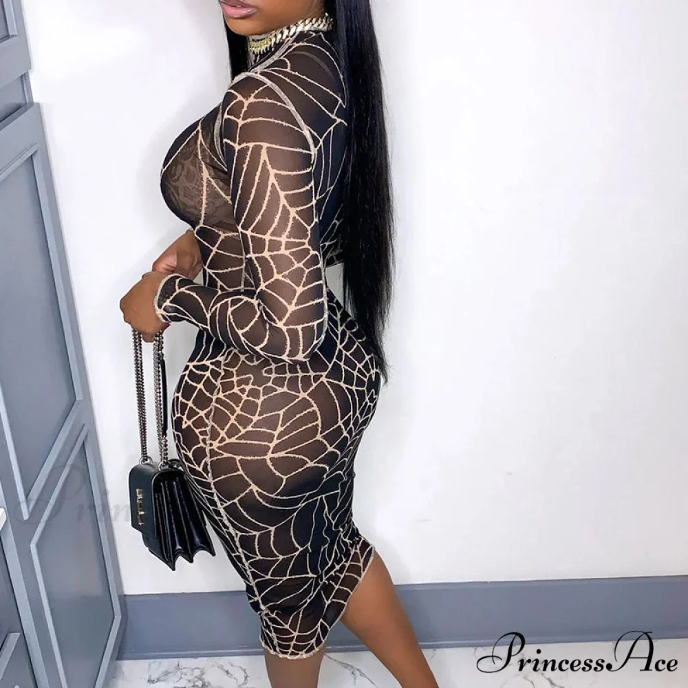Mesh Sexy Club Dress - Print - Image 2