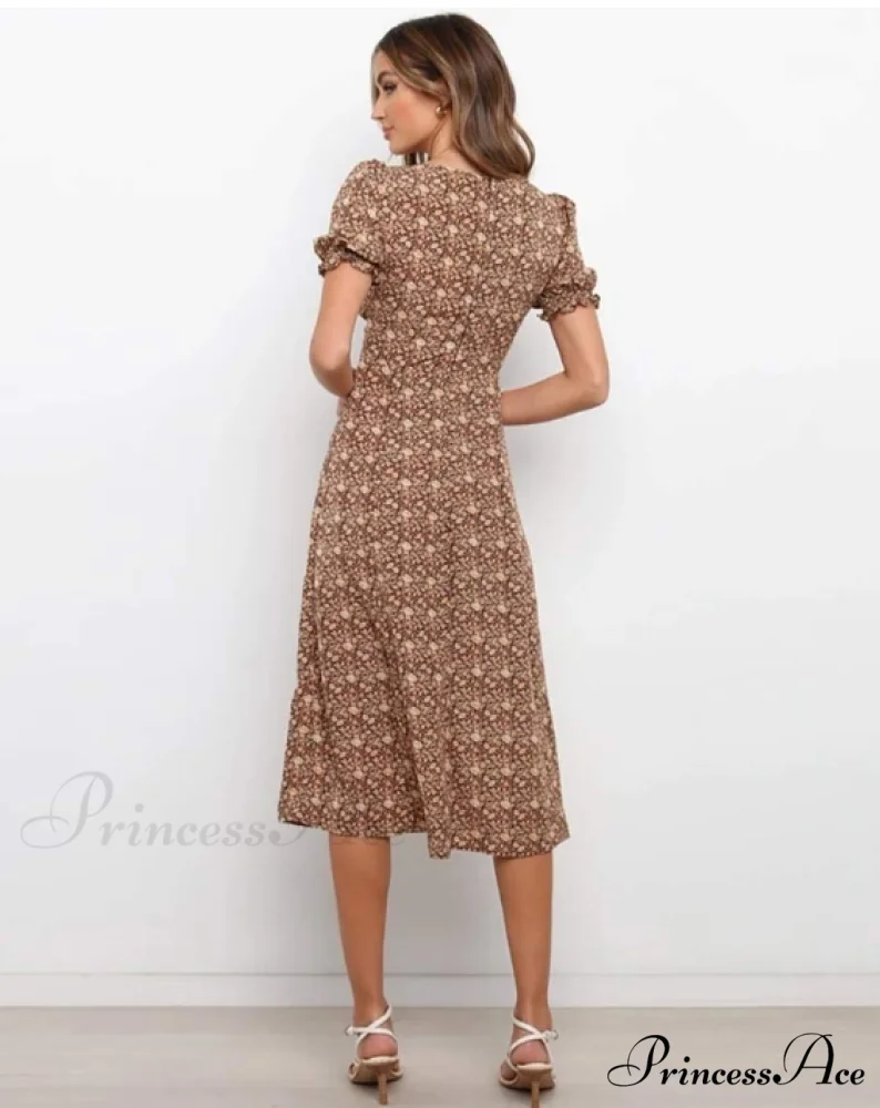 Sexy Deep V-Neck A-Line Midi Dress - New Fashion Women's Clothing - Image 4