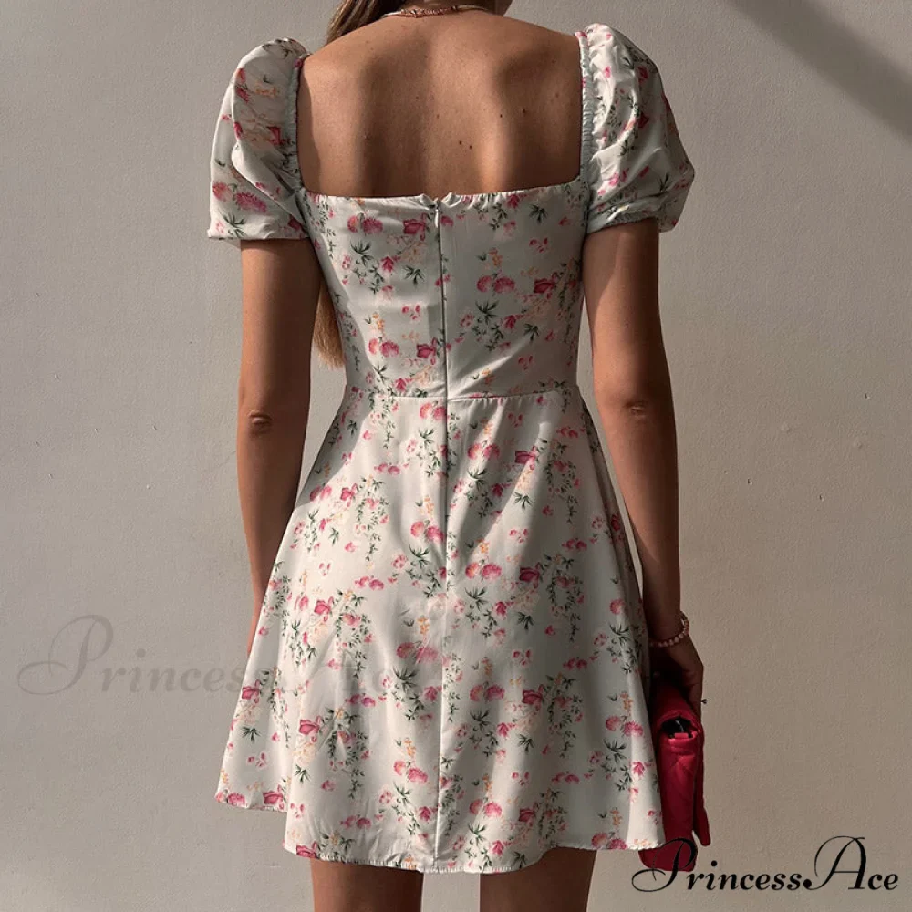 V-Neck Lace Up Lantern Sleeve Ruffles Dress - Image 10